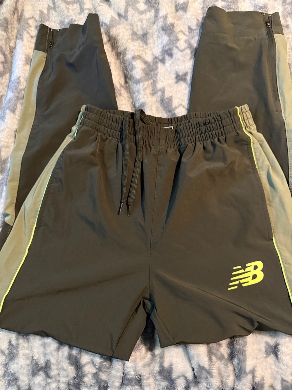 New Balance Black Track Pants with Lime Accents